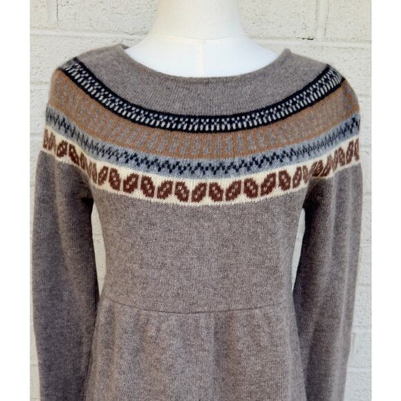 Garnet Hill Sz Small Lambswool / Angora Fair Isle Tunic Sweater / Mini Dress - Picture 5 of 8